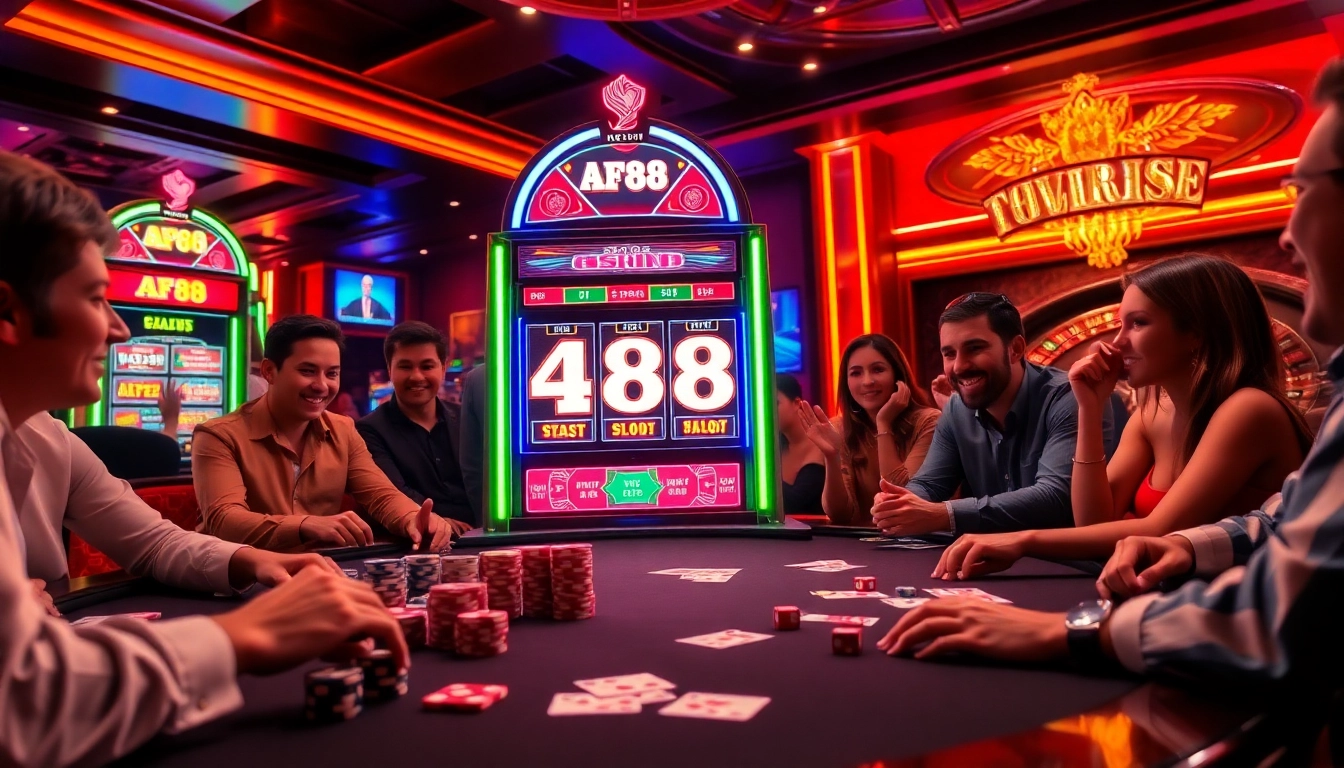 Experience the thrill at the AF88 slot machine in a luxurious casino setting.
