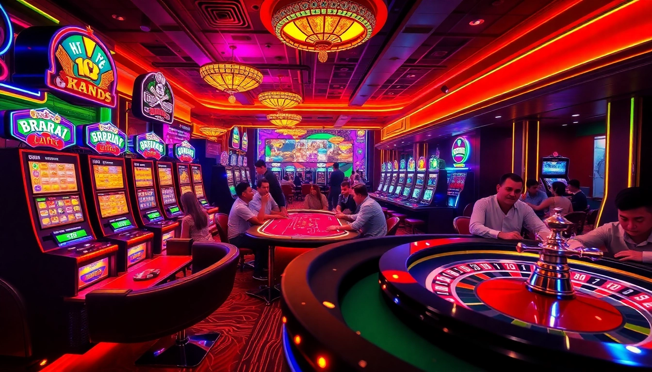 bắn cá đổi thưởng action in a vibrant casino environment featuring players at tables and exciting gaming elements.