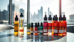 Showcase of vibrant Vape & E-Liquids on modern display highlighting diverse flavors.