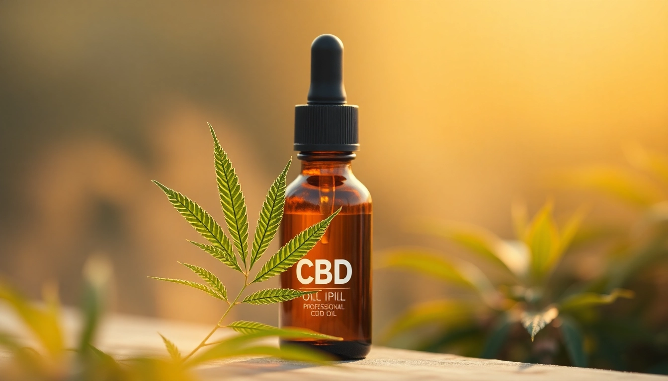 Appliquer huile cbd hollyweed sur une surface en bois, avec une plante de cannabis floue en arrière-plan.