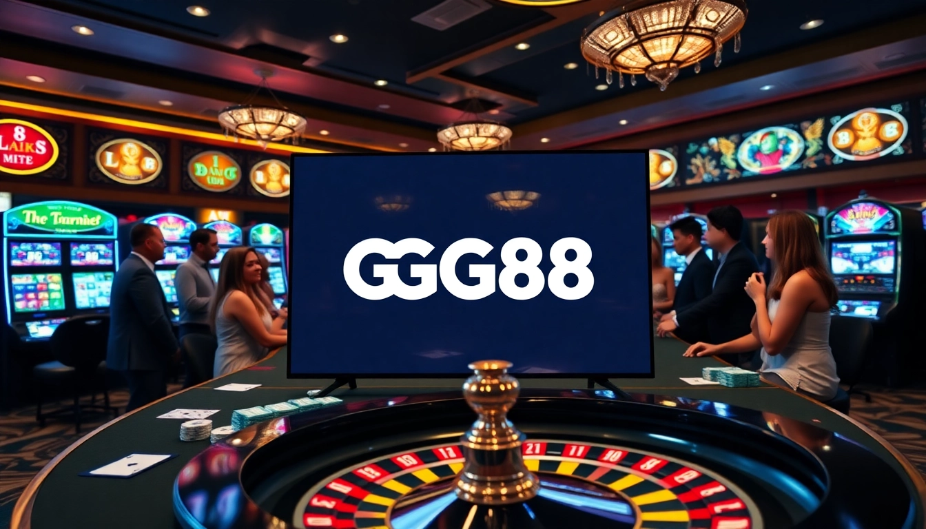 Experience thrilling gameplay at GG88 with luxurious casino visuals featuring poker chips and roulette.