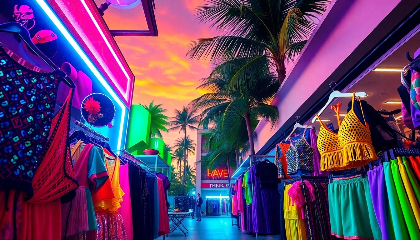 Discover the vibrant rave store miami showcasing eclectic outfits and accessories.