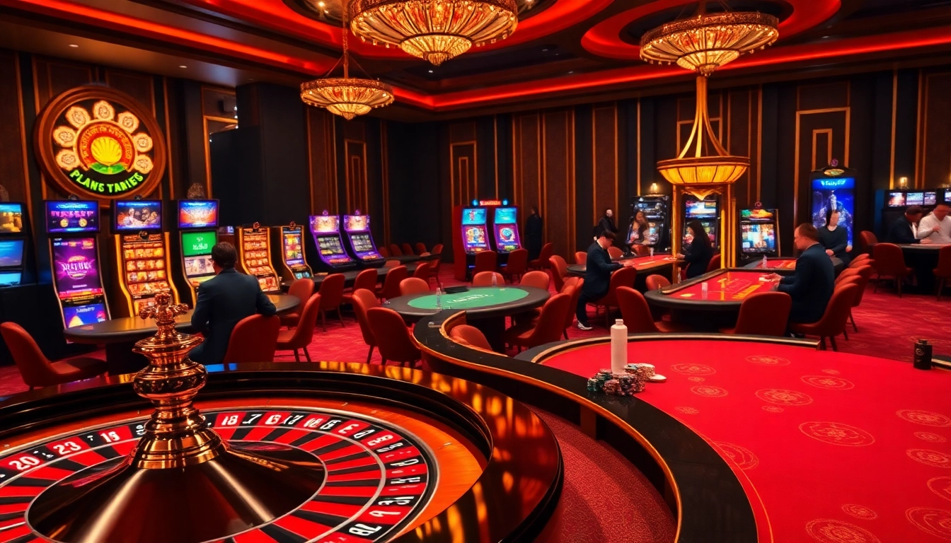 Go8 players engaging in exciting games at a luxurious casino setting with vibrant roulette wheels.
