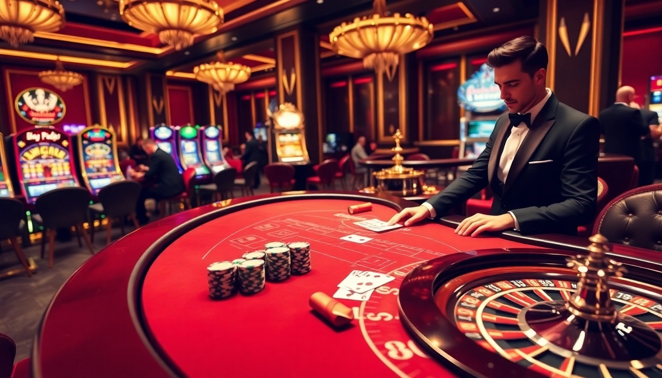 Experience the excitement of Bin88's lavish casino with Baccarat and roulette tables.