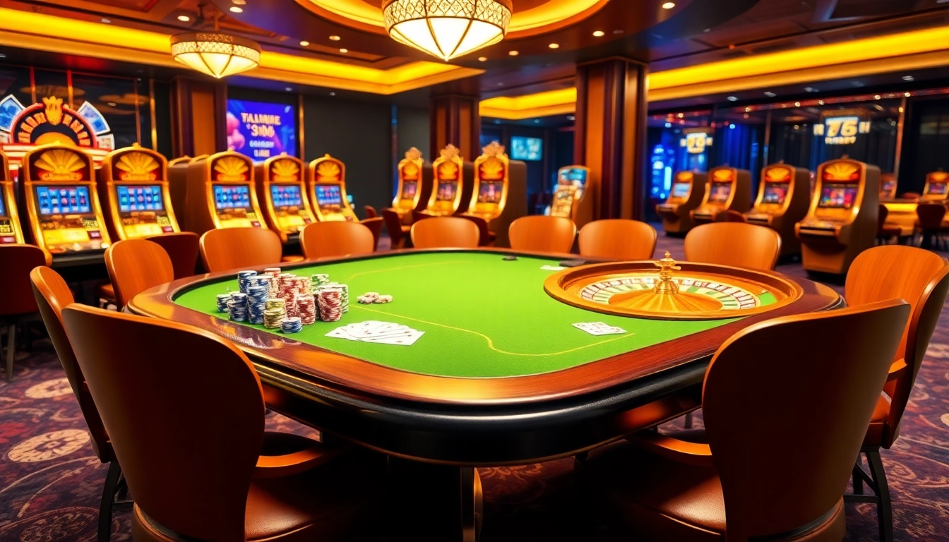 Experience the excitement of gambling at XN88 with vibrant casino elements including cards, chips, and a roulette wheel.