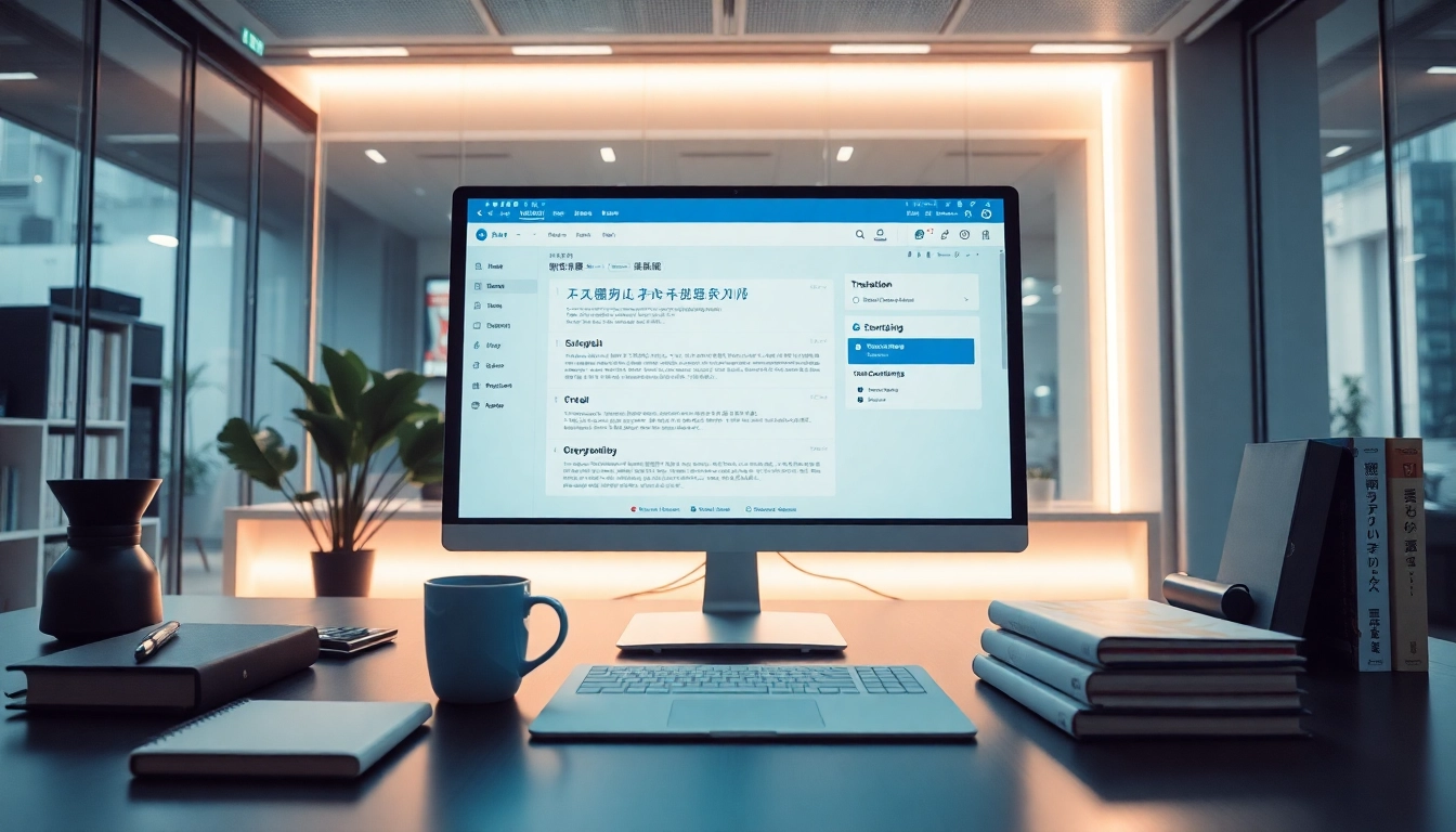 Explore the powerful features of 有道翻译下载 in a modern workspace setting.