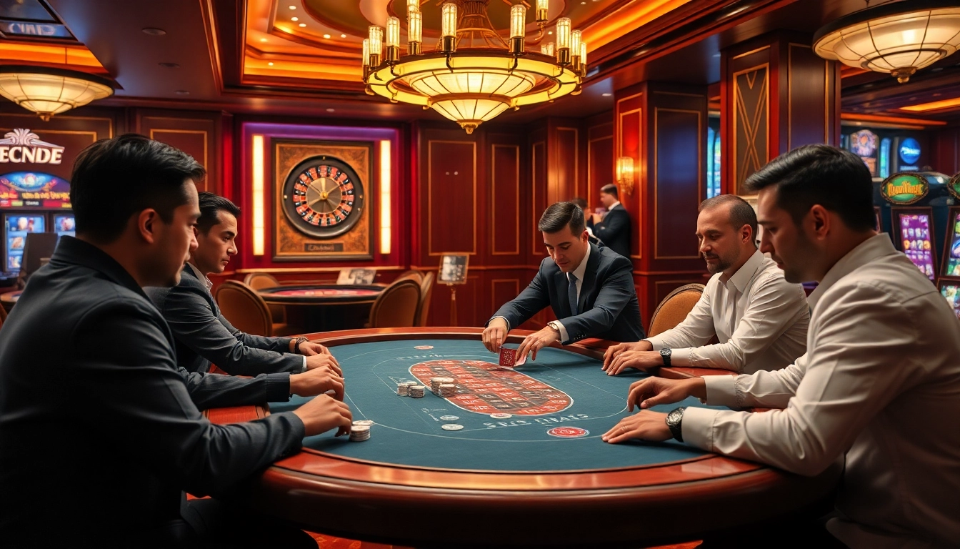 Engage in a thrilling poker game at MM88's luxurious casino, surrounded by vibrant elements.