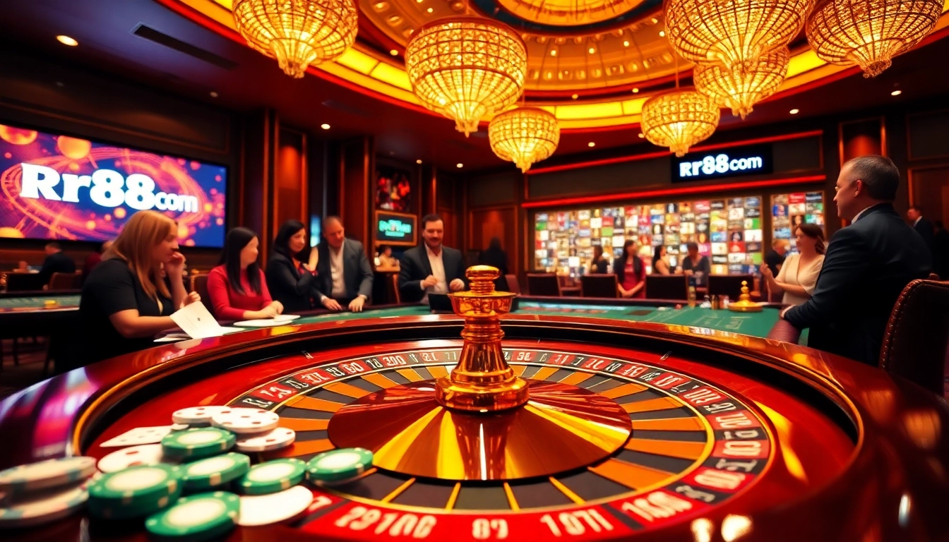 Experience the excitement of rr88com at an upscale casino with vibrant roulette and engaging players.