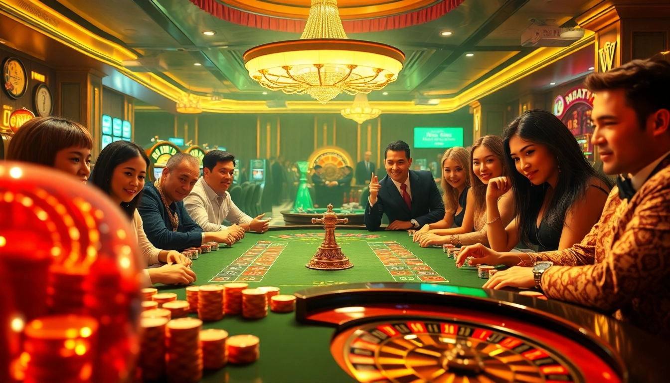 Experience thrilling gameplay at 88CLB, featuring an exciting casino scene with vibrant poker chips, tables, and slot machines.