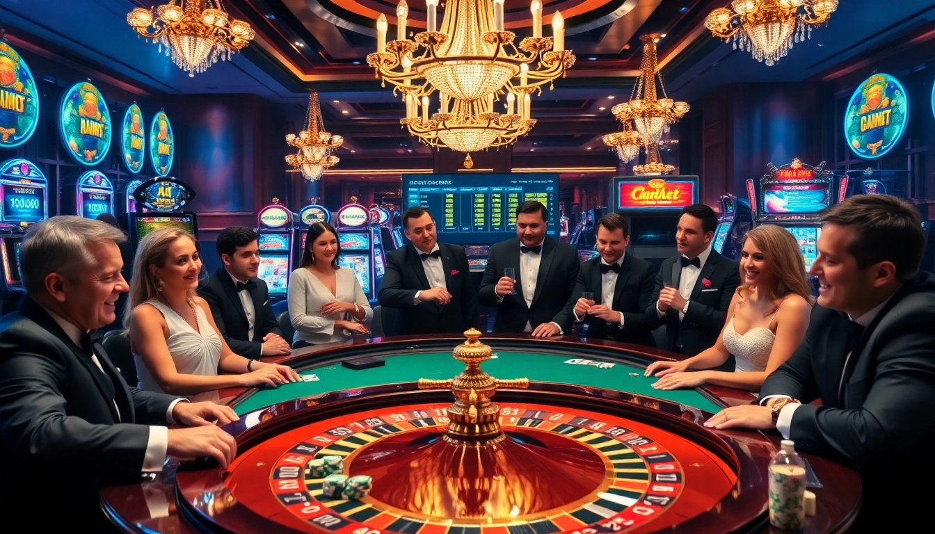 Experience thrilling casino action at https://88clb.courses/ with players at a roulette table amid vibrant lights.