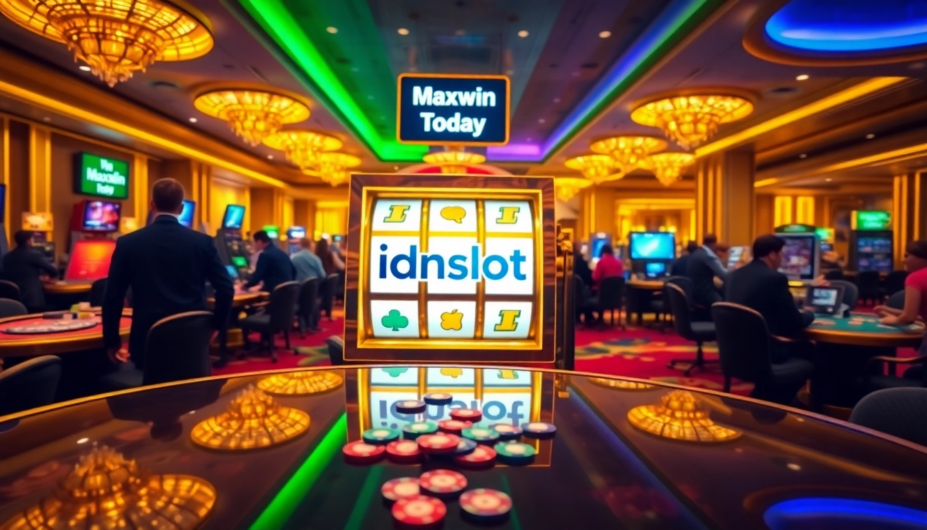 Engaged players at the idnslot machine aiming for big wins in an exciting casino atmosphere.