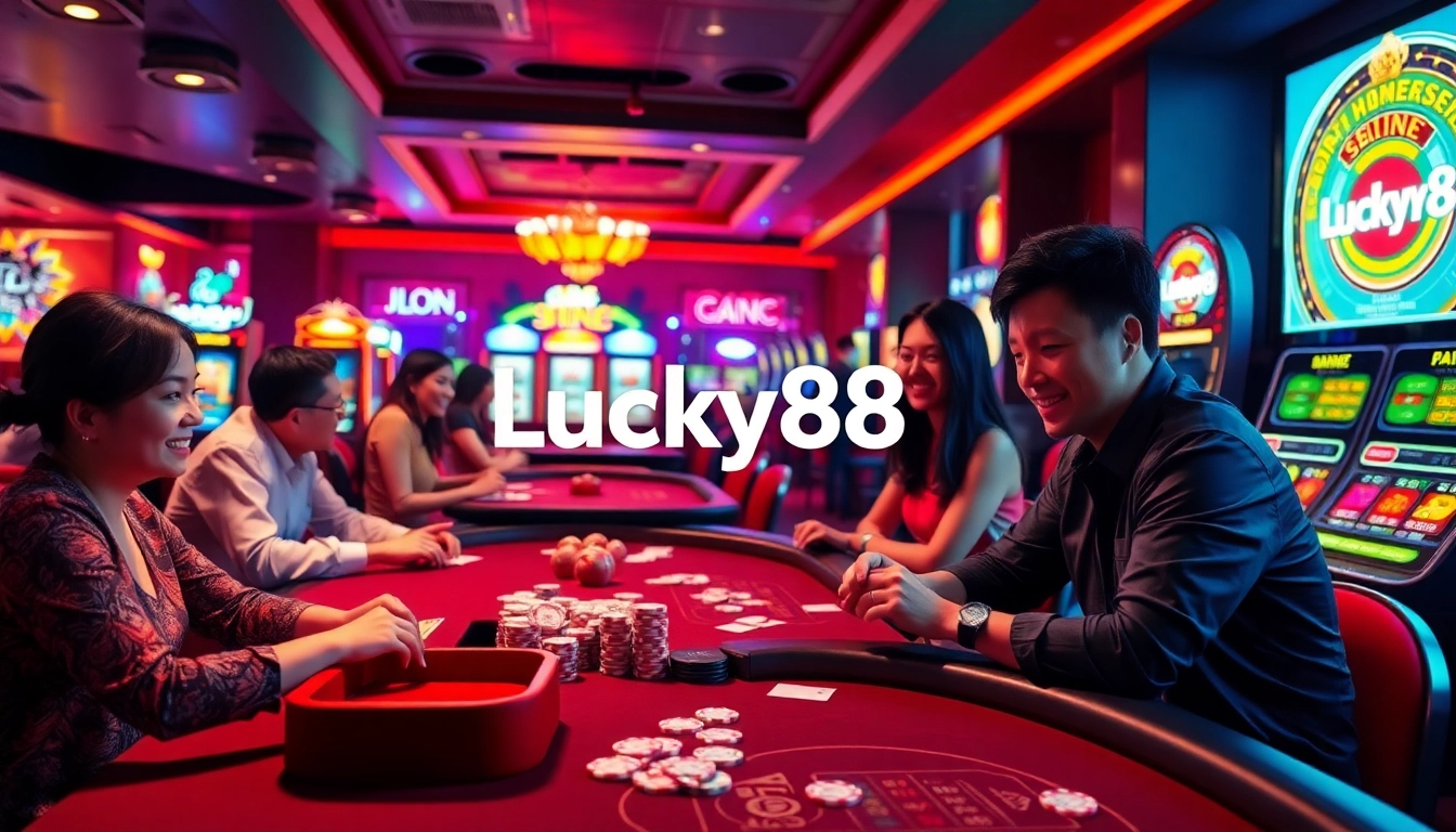 Exciting online gaming atmosphere at Lucky88 casino with players enjoying Baccarat and Sicbo.