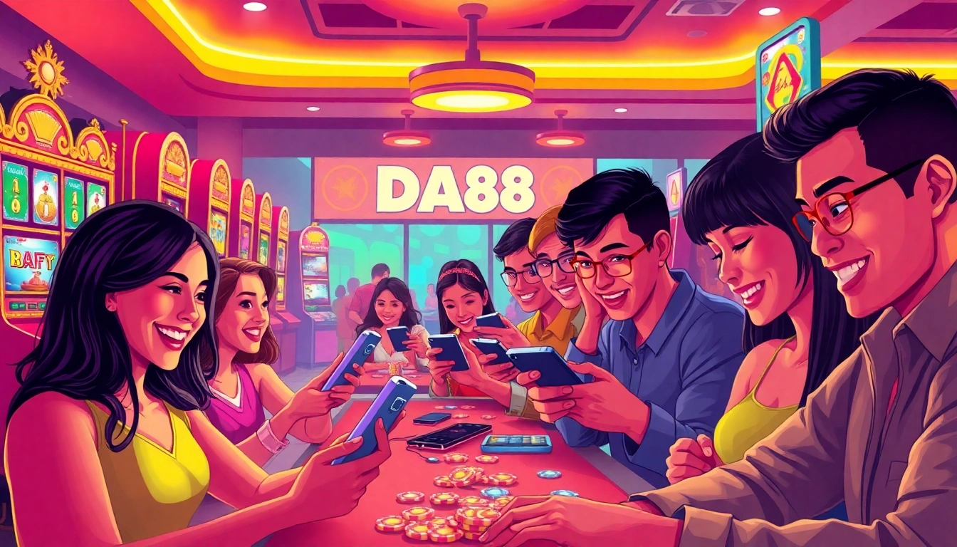Exciting gaming experience on DA88, showcasing players enjoying casino games on modern devices.
