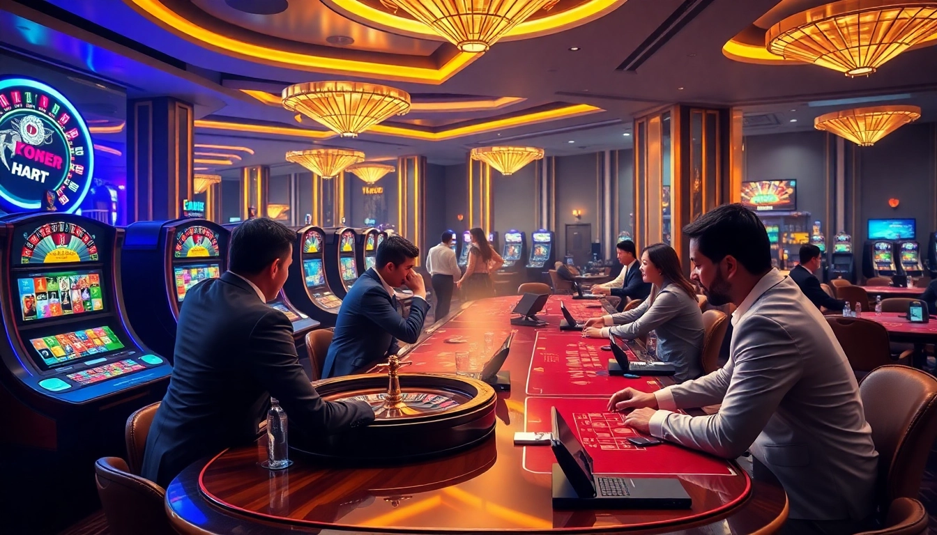 Exciting online casino environment showcasing players engaged at trang chủ luck8 with vibrant slot machines.