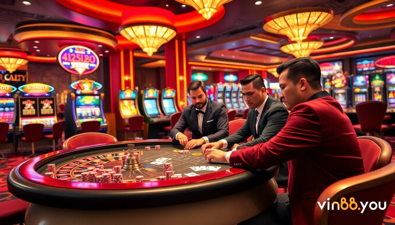 Experience the thrill of gaming at vin88.you with exciting poker tables and vibrant slot machines.