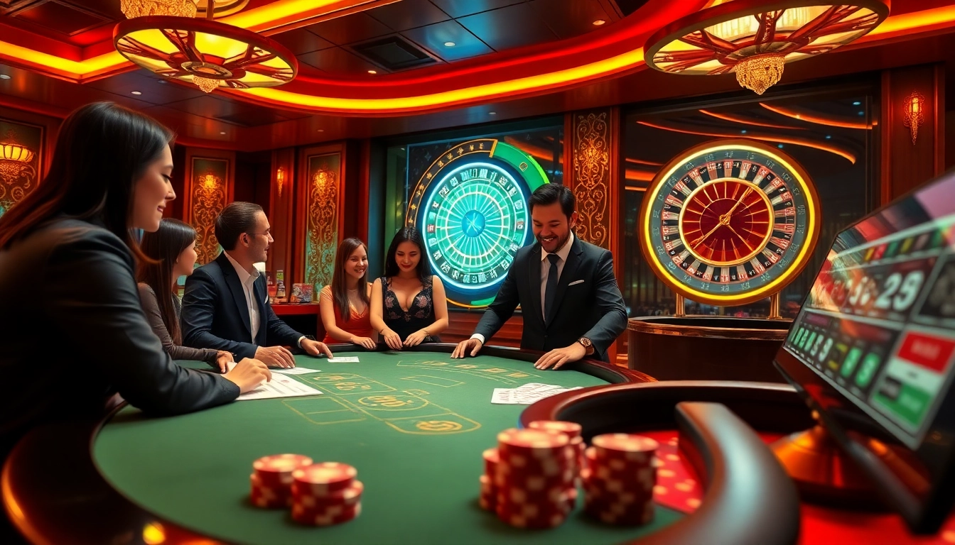 Engaging scene of Luckywin tài xỉu md5 online gaming, showcasing luxury casino elements and electric atmosphere.