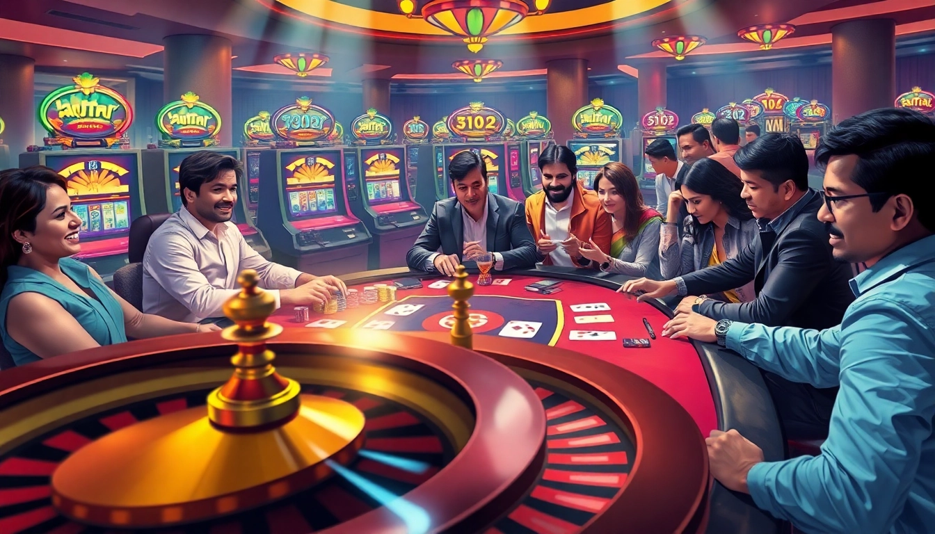 Experience the thrill of Lauthai tv at a lively poker table with vibrant casino elements.