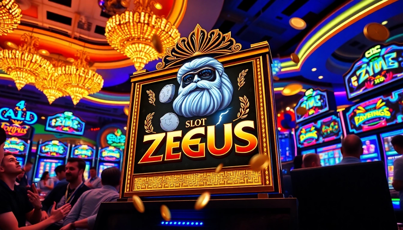 Experience thrilling wins at the Slot Zeus machine in a vibrant casino atmosphere.