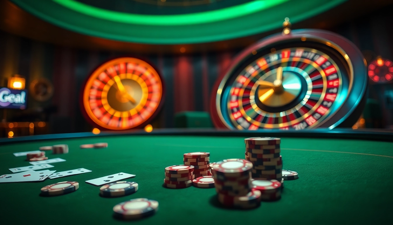 Nowgoal gambling scene with a lavish poker table and live football scores displayed.