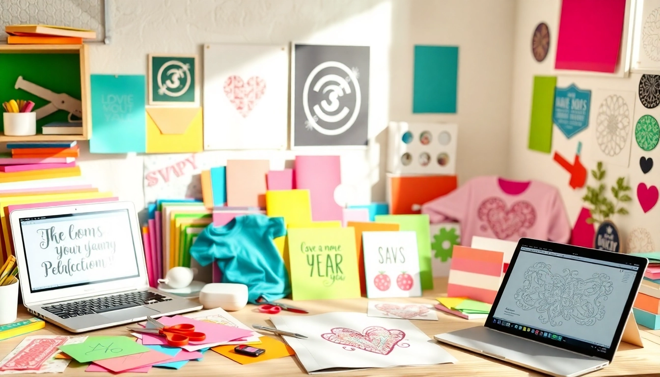 Cricut SVG crafted projects displayed in a vibrant crafting workspace.