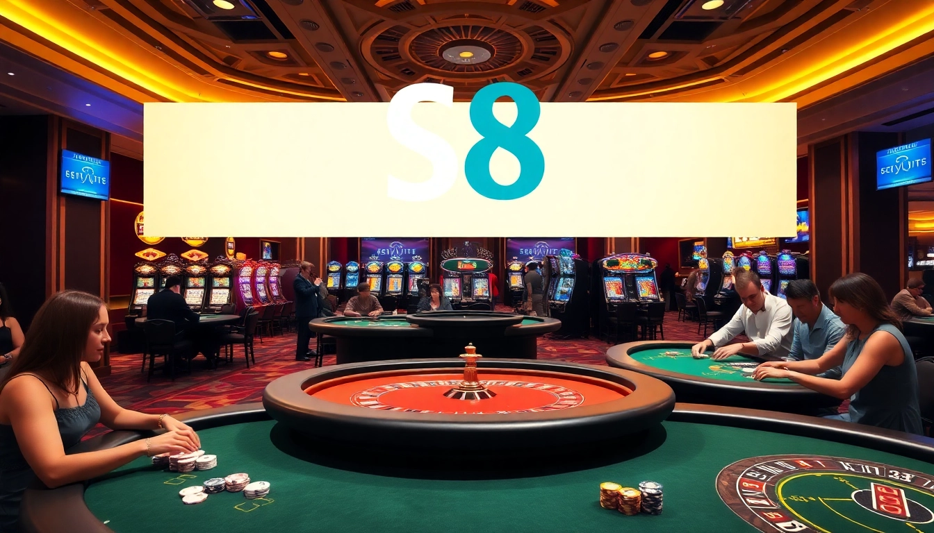 Experience high-stakes gambling at S8's luxurious casino tables with vibrant action.